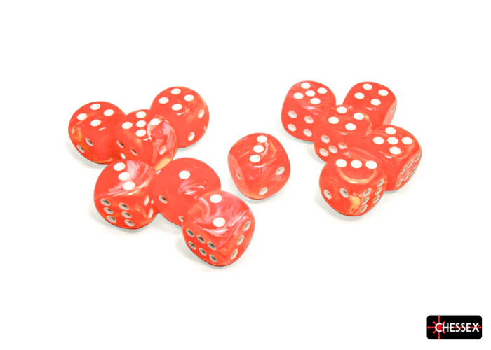 Chessex - CHX 27753 Festive Dahlia/white 16mm d6 Dice Block (12 dice) (Preorder) - Image 3