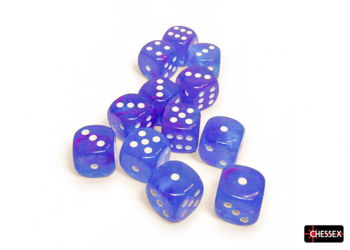 Chessex - CHX 27767 Nebula Aura/white Luminary 16mm d6 Dice Block (12 dice) (Preorder) - Image 3