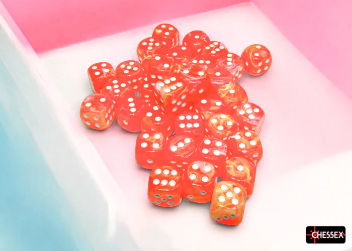Chessex - CHX 27953 Festive Dahlia/white Luminary 12mm d6 Dice Block (36 dice) - Image 2