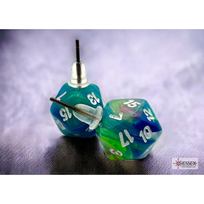 Chessex CHX 54509 Stud Earrings Festive Waterlily Mini-Poly d20 Pair (Preorder)