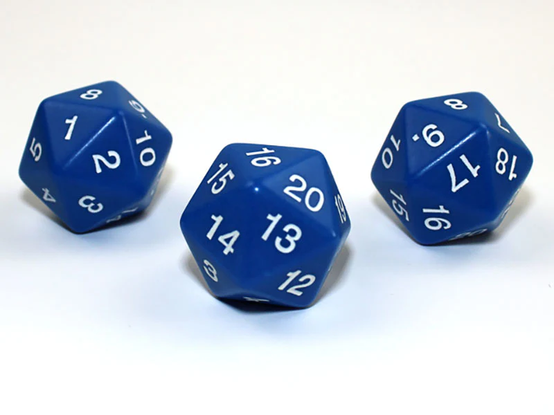 Chessex - Countdown 30mm d20 Dice - Blue/White