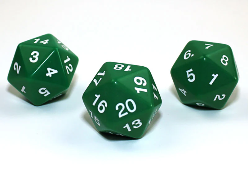 Chessex - Countdown 30mm d20 Dice - Green/White