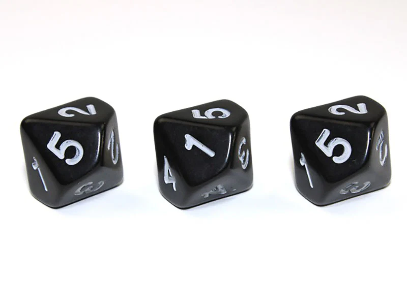 Chessex - d5 on Ten Sided Dice 16mm - Black/White