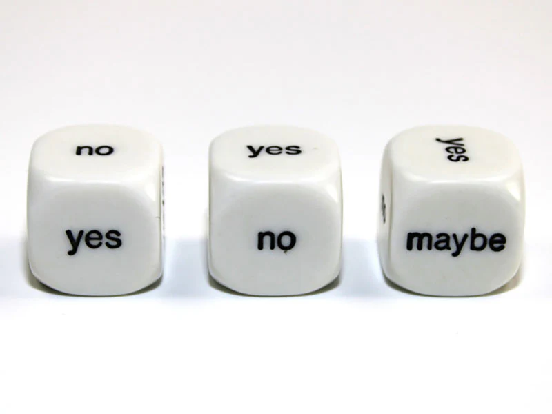 Chessex - Decision - Yes No Maybe 16mm d6 Dice - White/Black
