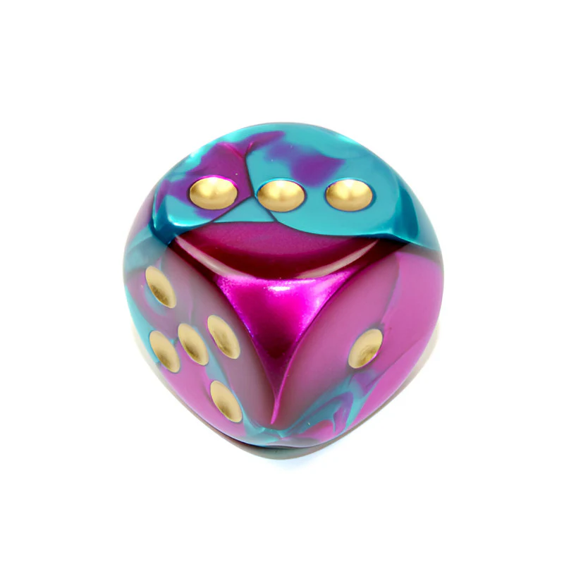 Chessex - Gemini 30mm d6 Dice with Pips - Purple-Teal/Gold