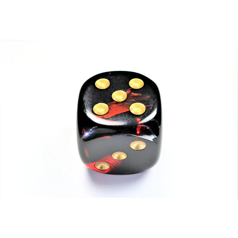 Chessex - Gemini 50mm d6 Dice with Pips - Black-Red/Gold