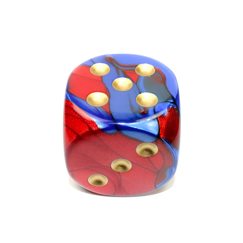Chessex - Gemini 50mm d6 Dice with Pips - Blue-Red/Gold