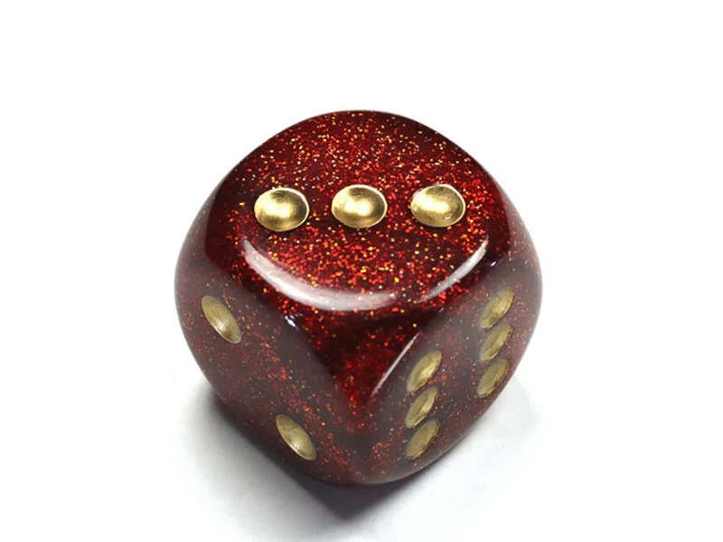 Chessex - Glitter 30mm d6 Dice with Pips - Ruby/Gold