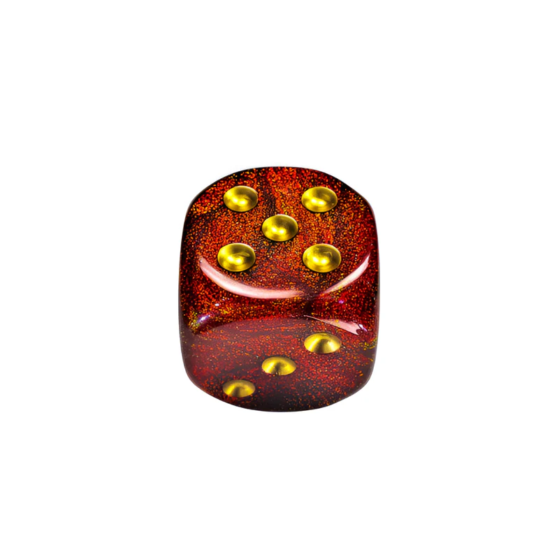 Chessex - Glitter 50mm d6 Dice with Pips - Ruby/Gold