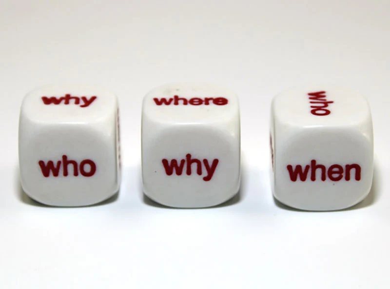 Chessex - Interrogative 16mm d6 Dice - White/Red