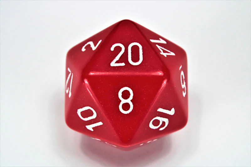 Chessex - Opaque 34mm d20 Dice - Red/White
