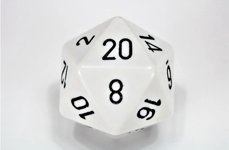 Chessex - Opaque 34mm d20 Dice - White/Black