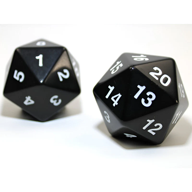 Chessex - Opaque Jumbo 55mm d20 Countdown Dice - Black/White