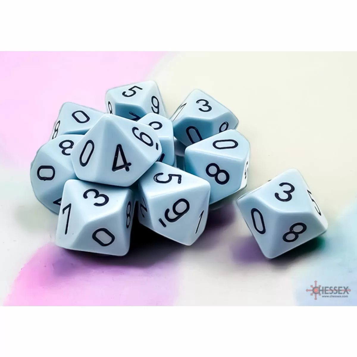 Chessex - Opaque Pastel Blue-black Set of Ten d10s - CHX25266 - Image 2