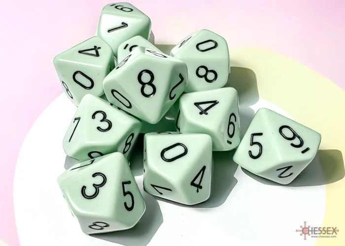 Chessex - Opaque Pastel Green-black Set of Ten d10s - CHX25265 - Image 2