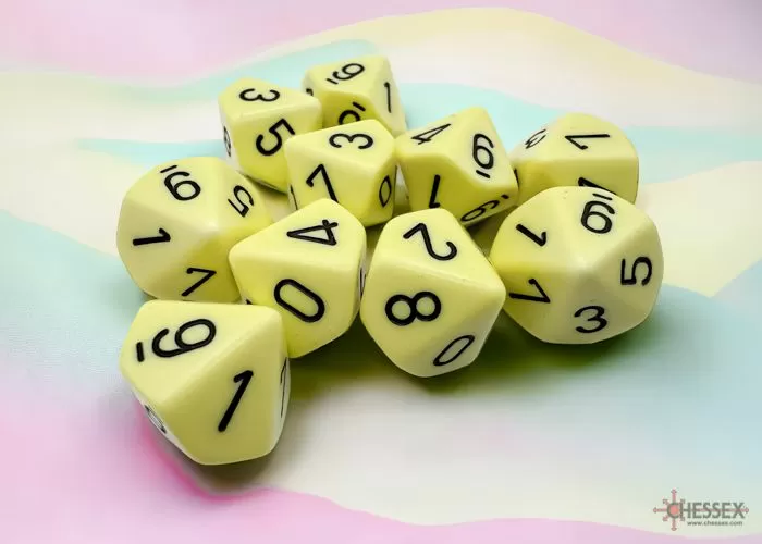 Chessex - Opaque Pastel Yellow-black Set of Ten d10s - CHX25262 - Image 3