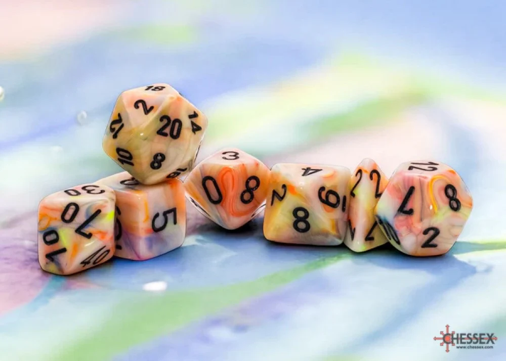Chessex Festive Mega-hedral CircusTM/black 7-Die Set CHX 22442 - Image 3