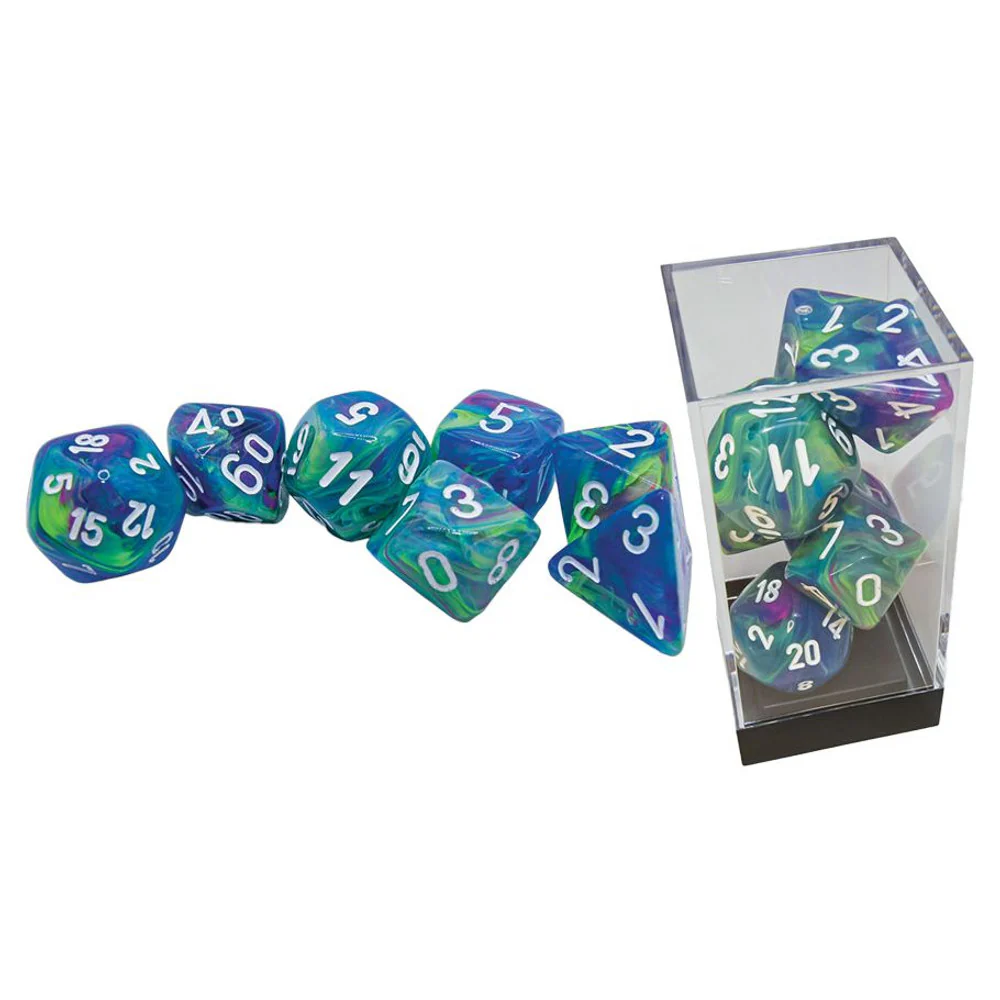 Chessex Festive Mega-hedral WaterlilyTM/white 7-Die Set CHX 22546 - Image 2
