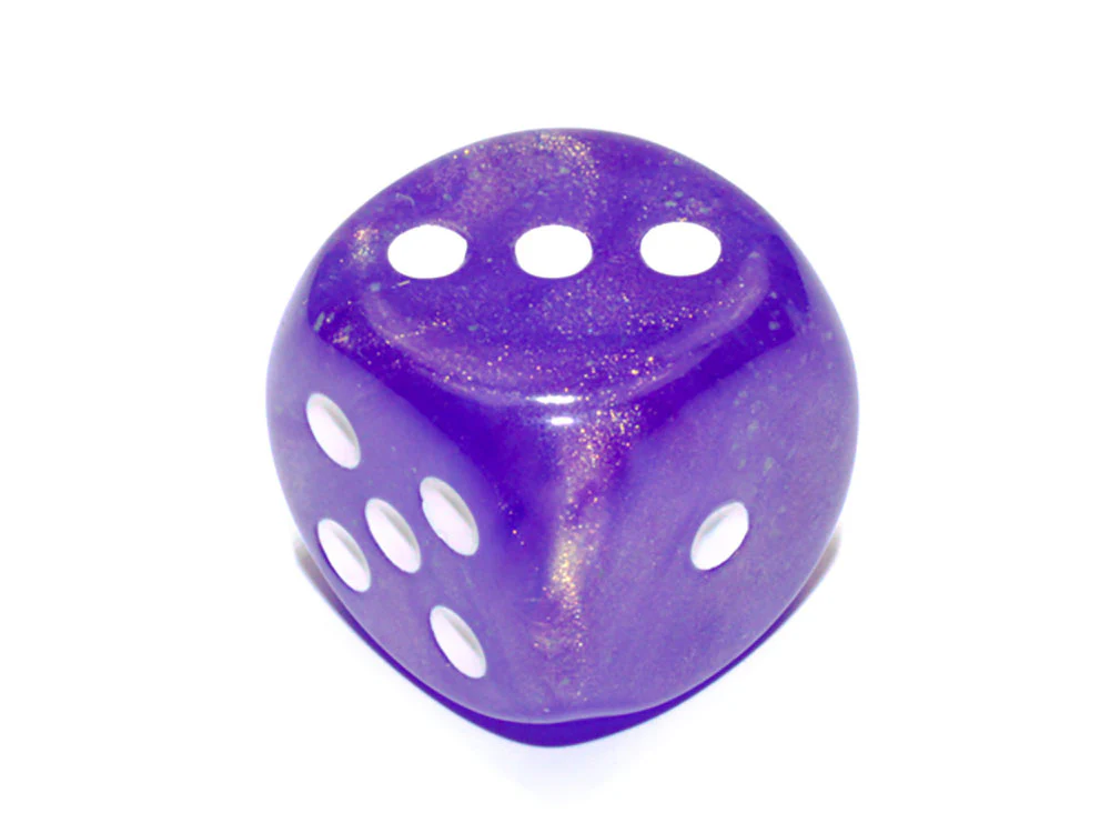 Borealis Purple/white Luminary 30mm d6 dice w/pips - CHX DB3077