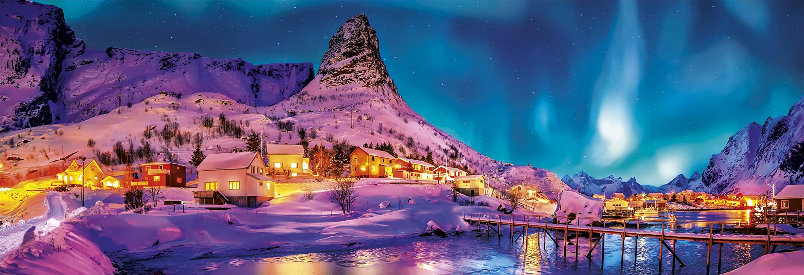 Clementoni - Panorama Puzzle Night Lofoten Island Norway 1,000 Pieces - Image 3