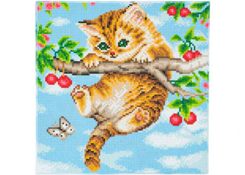 Crystal Art - Cherry Kitten 30x30cm Kit