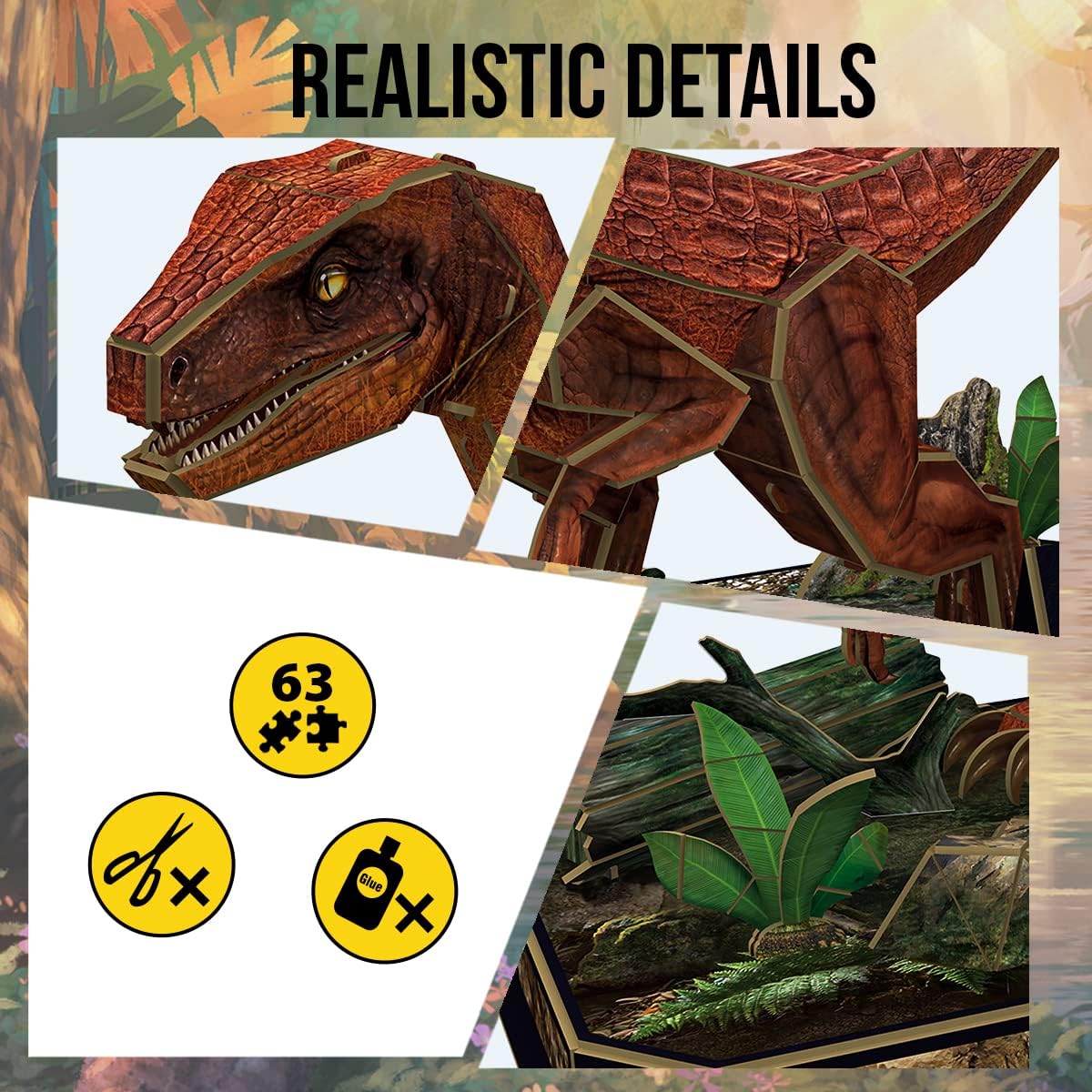 CubicFun National Geographic Velociraptor - 63 piece 3D Puzzle - Image 3
