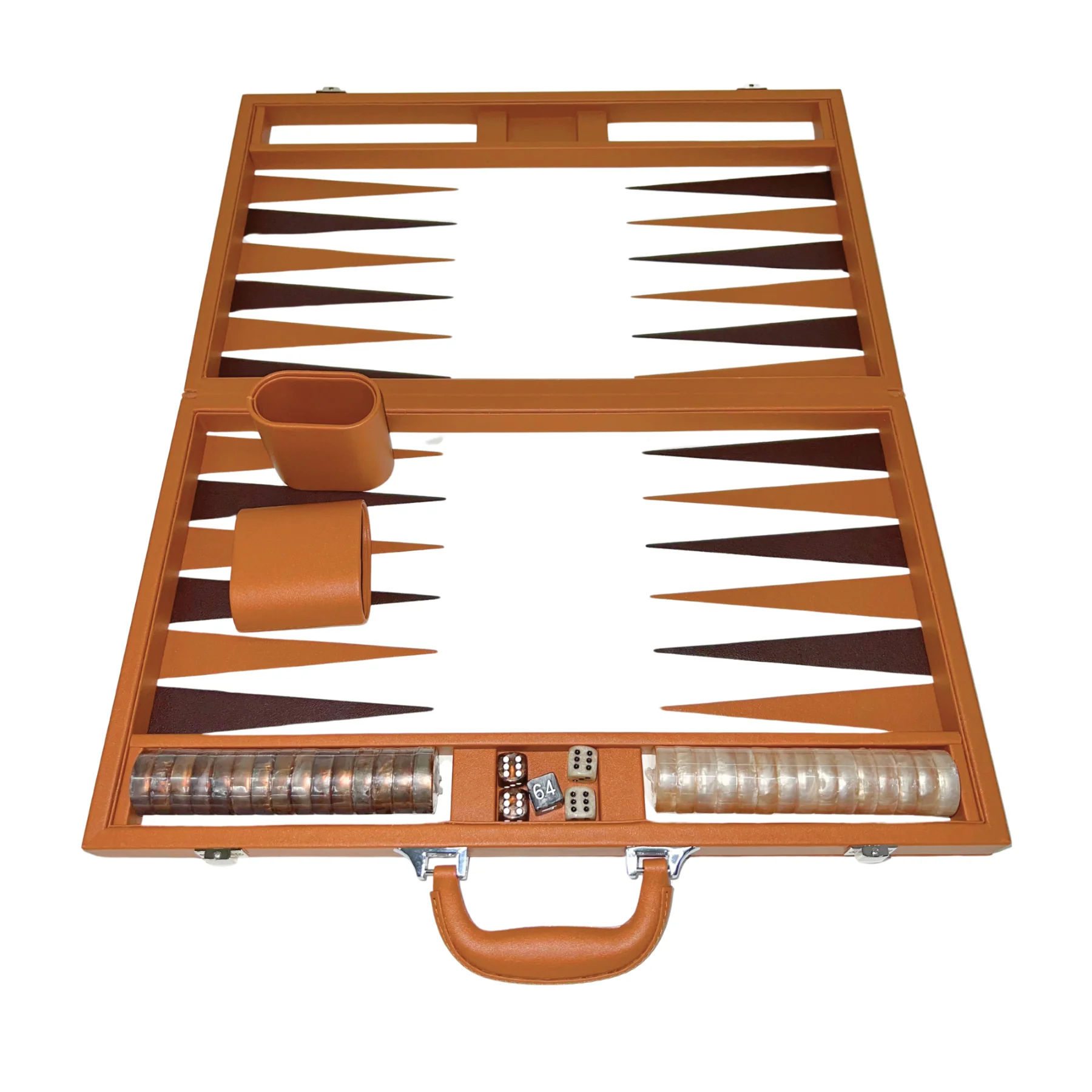 Dal Rossi Tan PU Leather Backgammon Set 18inch