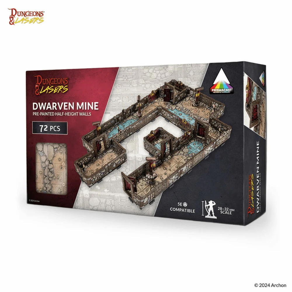 Dungeons & Lasers: PrismaCast Dwarven Mine - Pre-Painted Half Height Wall