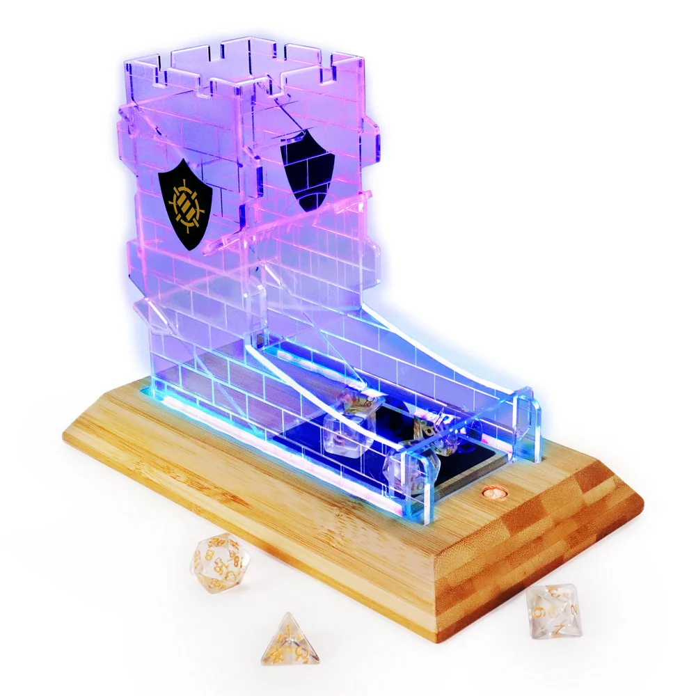 Enhance Tabletop LED Dice Tower and 7 Piece Clear Dice Set