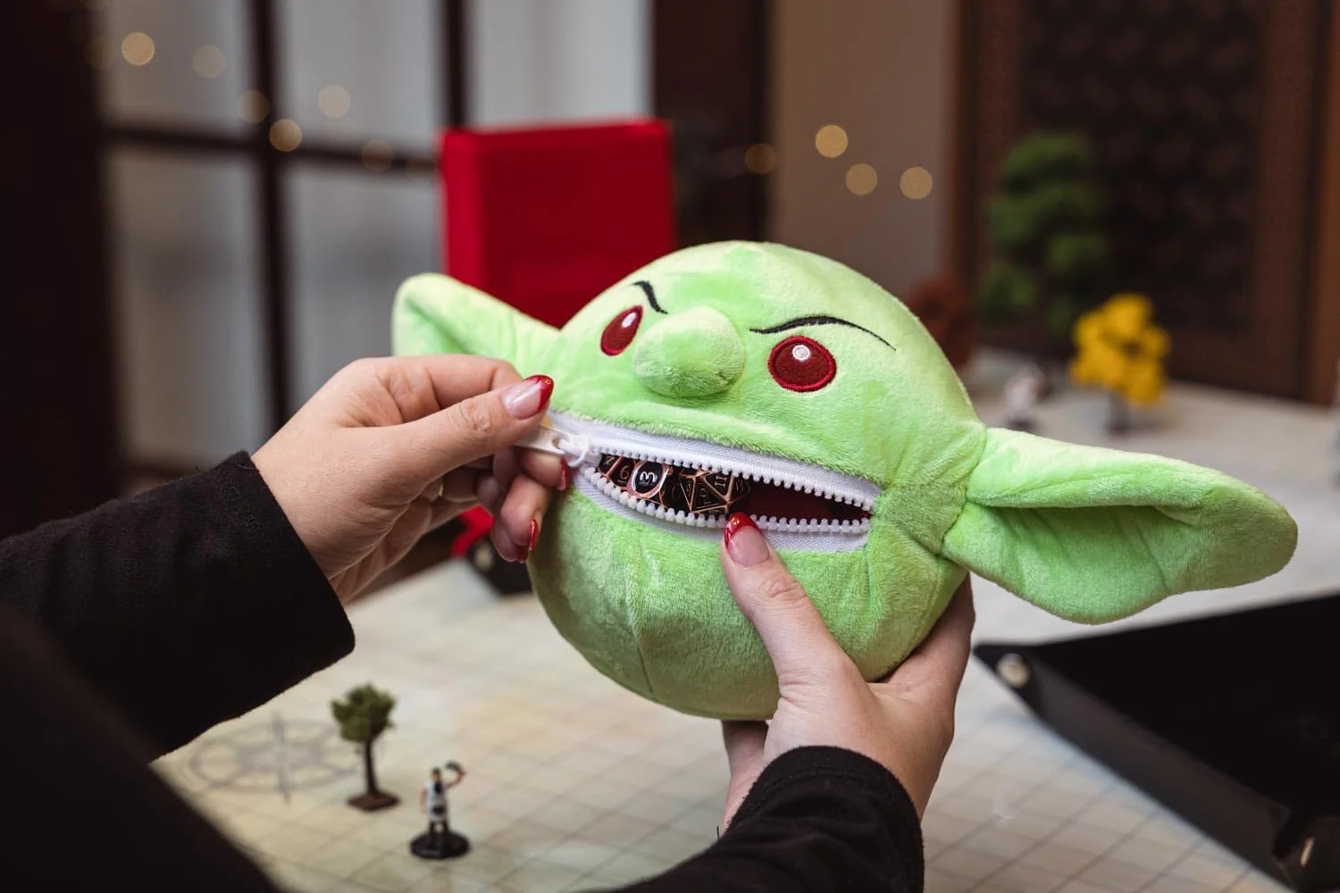 FanRoll by Metallic Dice Games - Pathfinder Goblin Plush Dice Bag - Green - Image 2