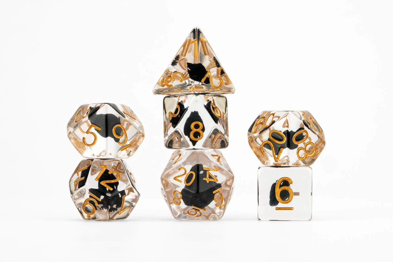 Fanroll: Crow Infused Resin Poly Dice Set