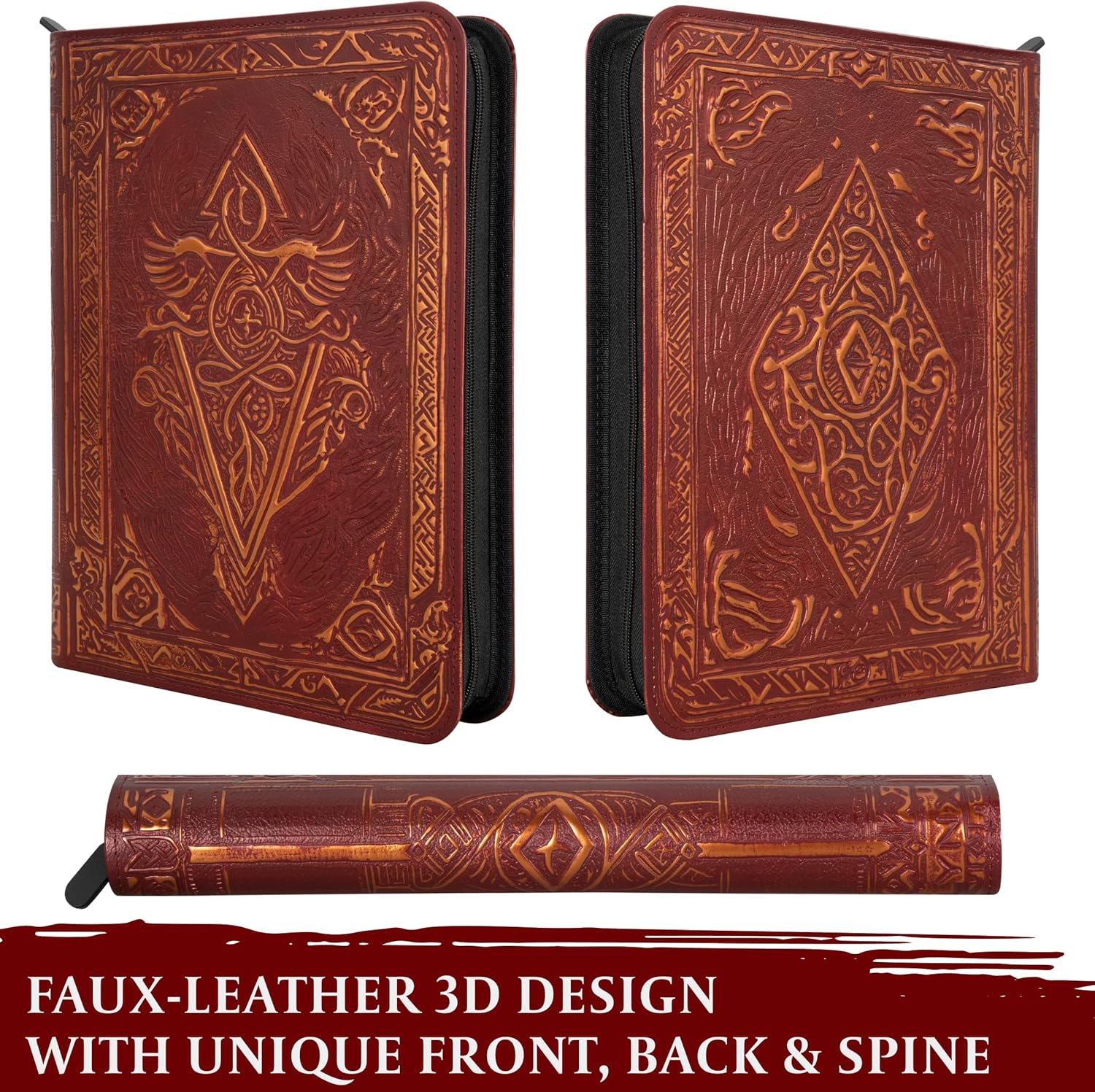 Faux-Leather Trading Card Binder - Red - Image 3