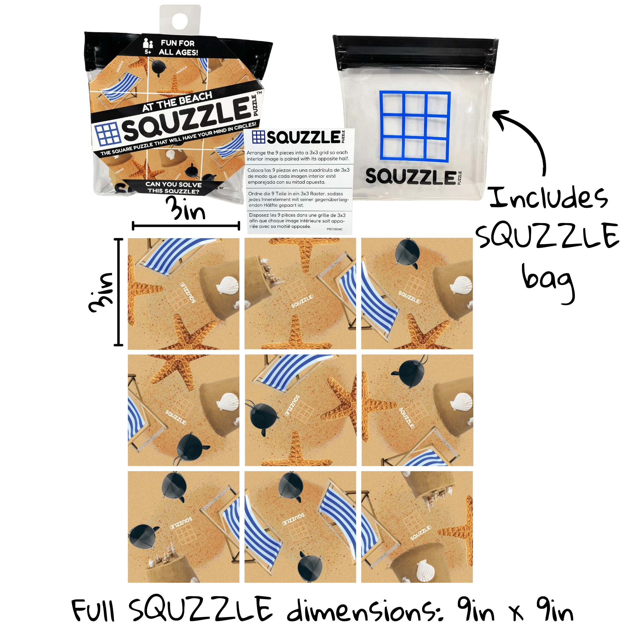 Fun Squared Games Squzzle Puzzle At The Beach - 9 piece Puzzle - Image 2