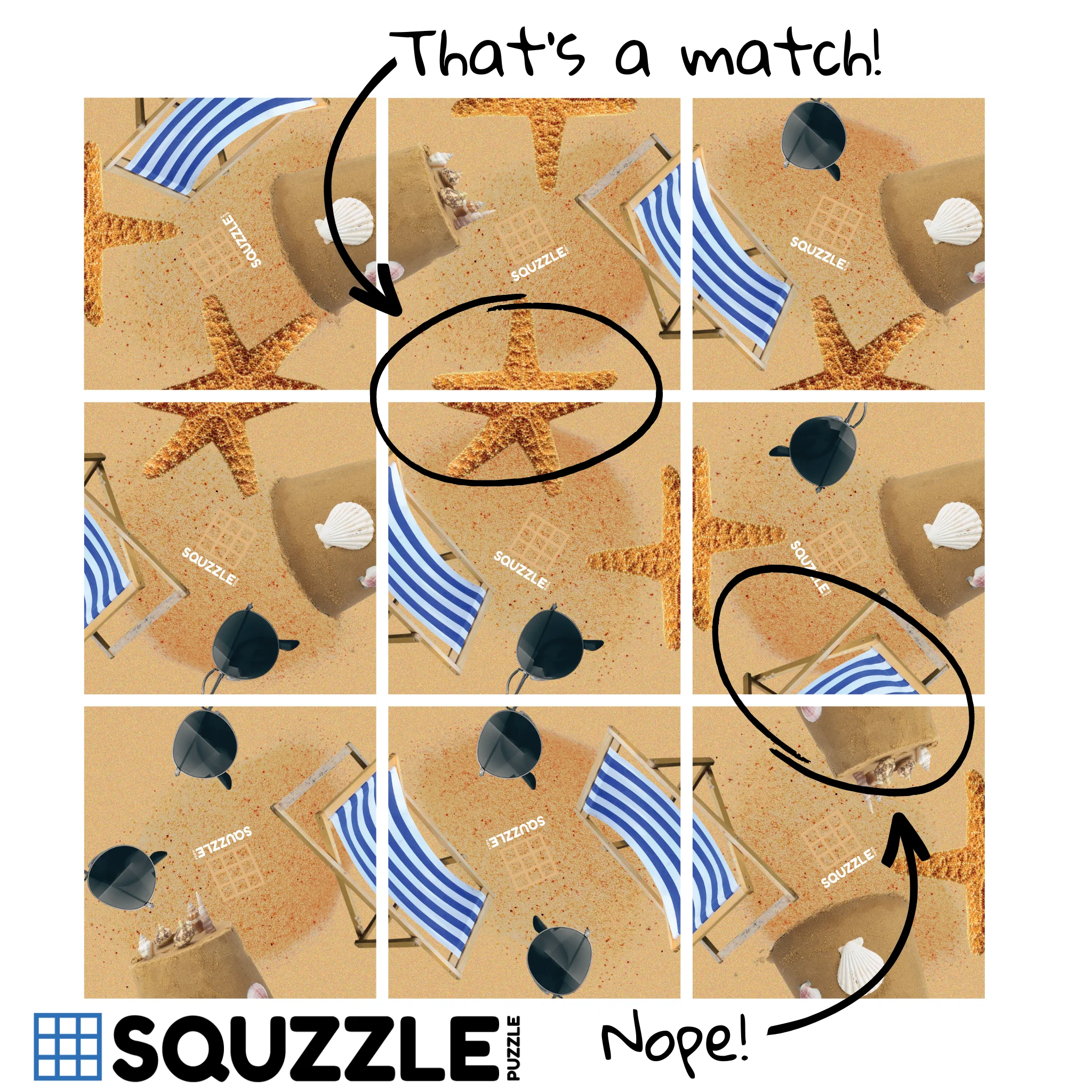 Fun Squared Games Squzzle Puzzle At The Beach - 9 piece Puzzle - Image 3