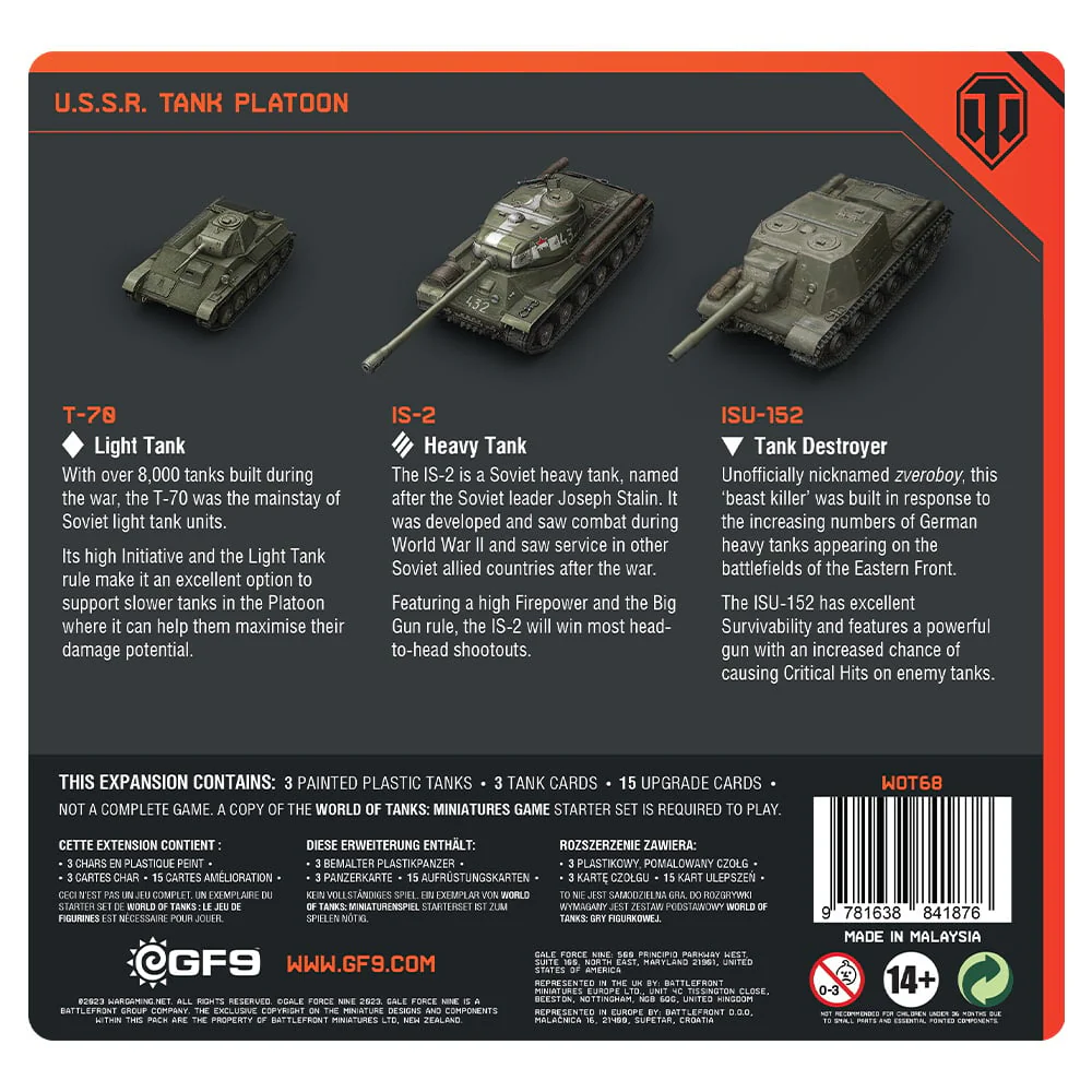 Gale Force Nine World of Tanks USSR Tank Platoon - Image 2