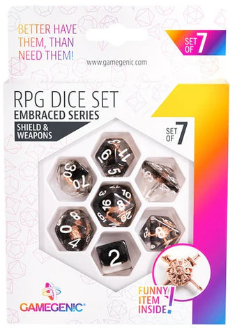 Gamegenic - Embraced Series RPG Dice Set - Shield & Weapons
