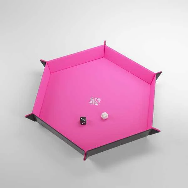 Gamegenic - Hexagonal Magnetic Dice Tray - Black/Pink
