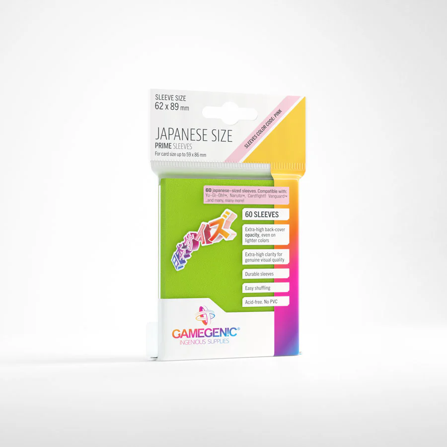 Gamegenic - Japanese Sized Prime Sleeves 60-Pieces 62 mm x 89 mm - Lime