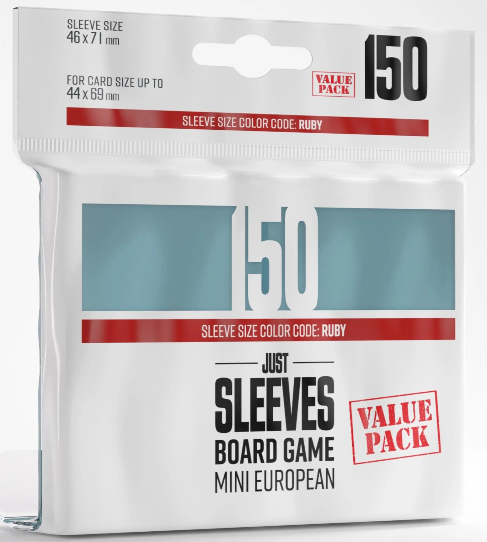 Gamegenic Just Sleeves Ruby - Mini European Sized Value Pack (46mm x 71mm) (150 Sleeves Per Pack)