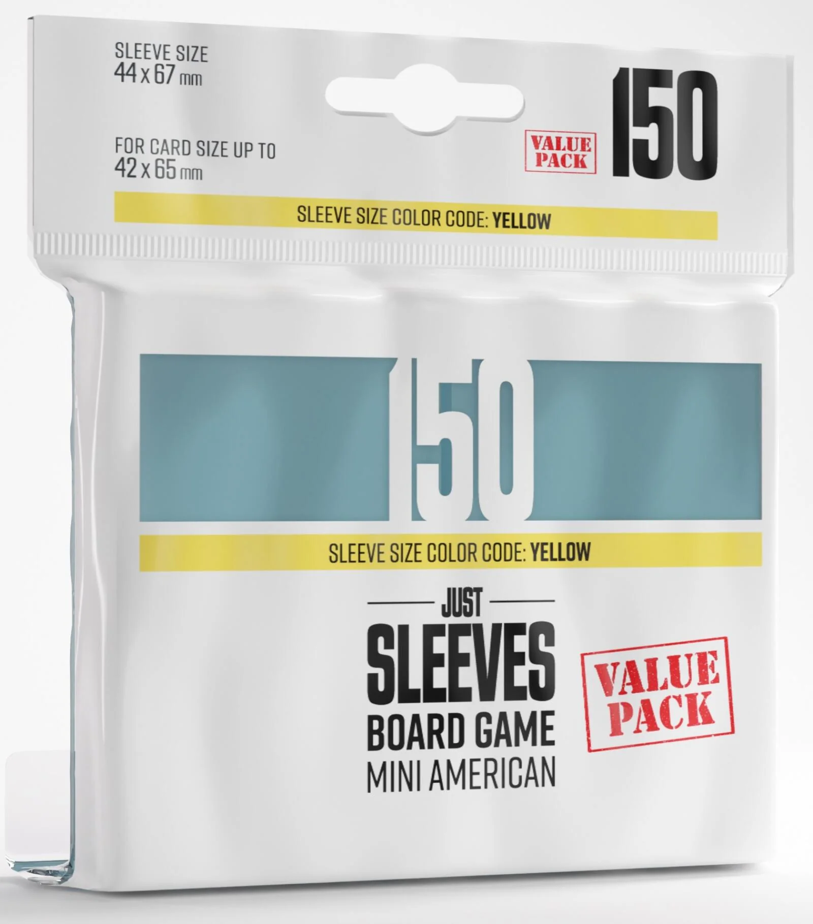 Gamegenic Just Sleeves Yellow - Mini American Sized Value Pack (44mm x 67mm) (150 Sleeves Per Pack)