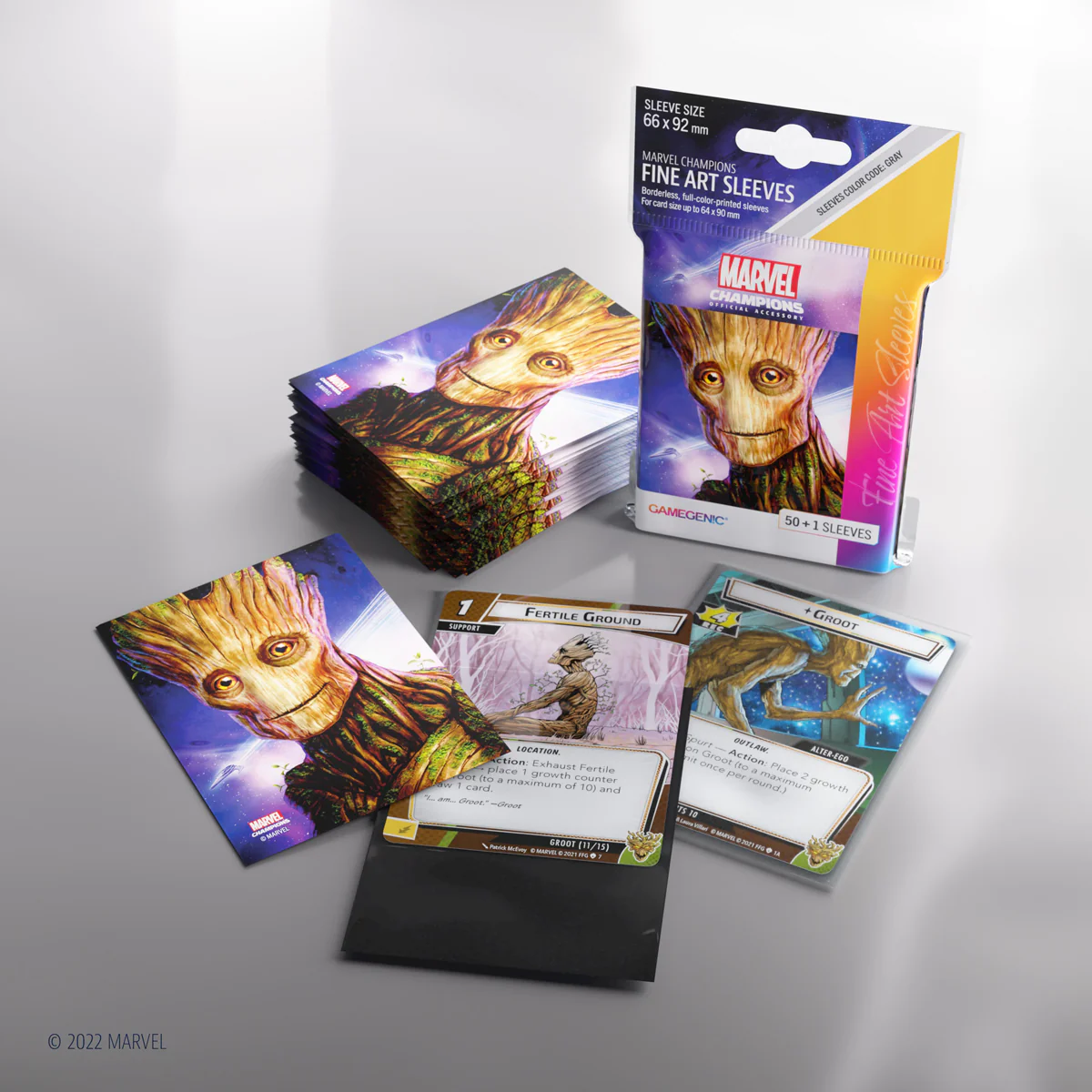 Gamegenic - Marvel Champions Fine Art Sleeves 66 mm x 92 mm - Groot - Image 5