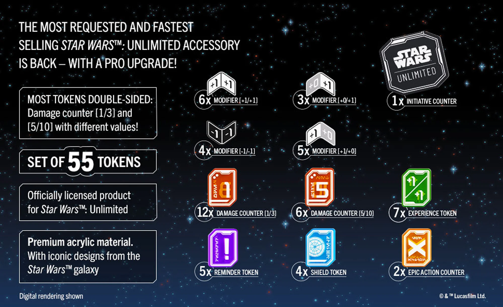 Gamegenic Star Wars Unlimited Acrylic Tokens PRO - Image 3