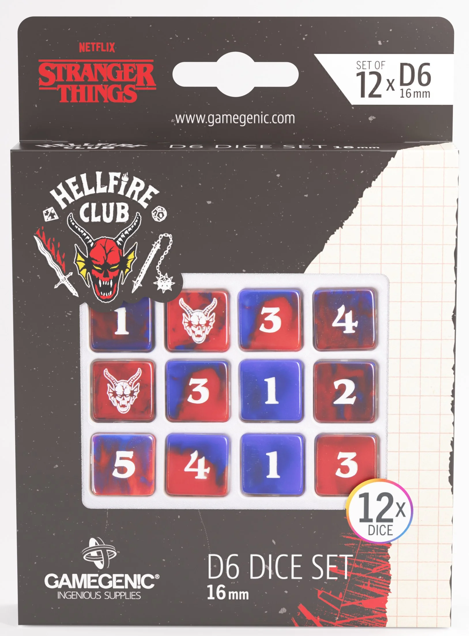 Gamegenic - Stranger Things: Hellfire Club 16mm d6 Dice 12-Piece Set - Image 2