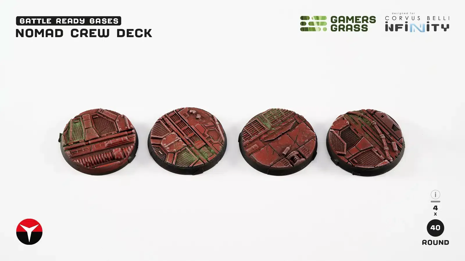 Gamers Grass - Battle Ready Bases - Nomad Crew Deck - Round 40mm (4x)