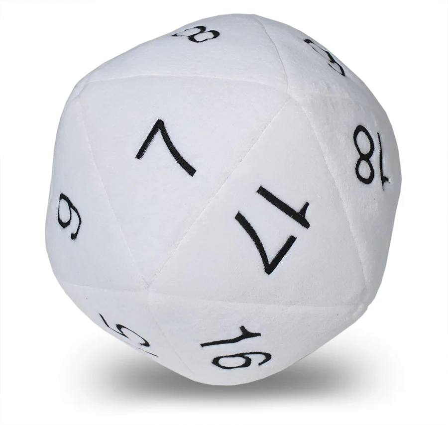 Jumbo D20 Dice Plush White and Black