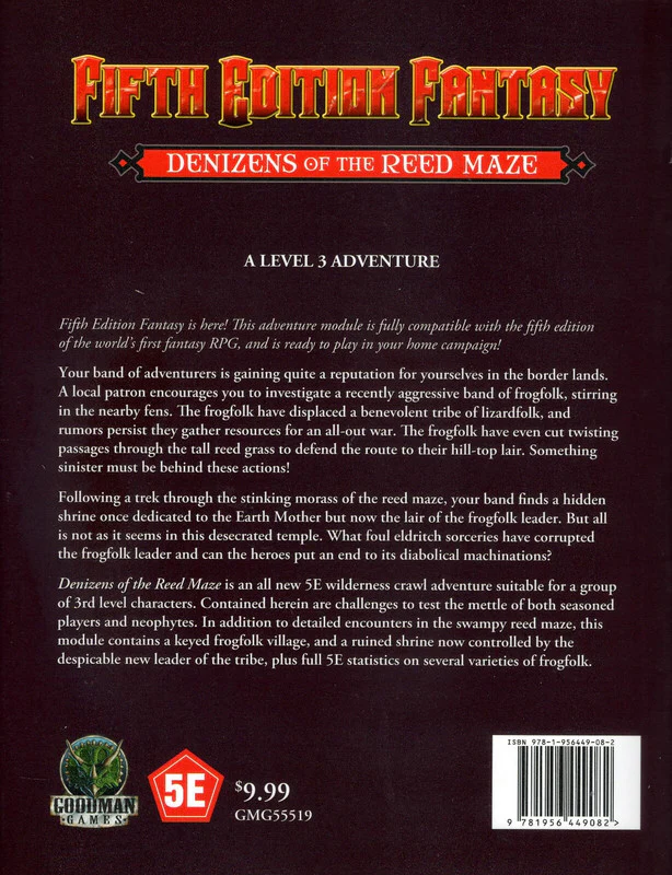 Goodman Games Fifth Edition Fantasy Adventure #19 - Denizens of The Reed Maze - Image 2