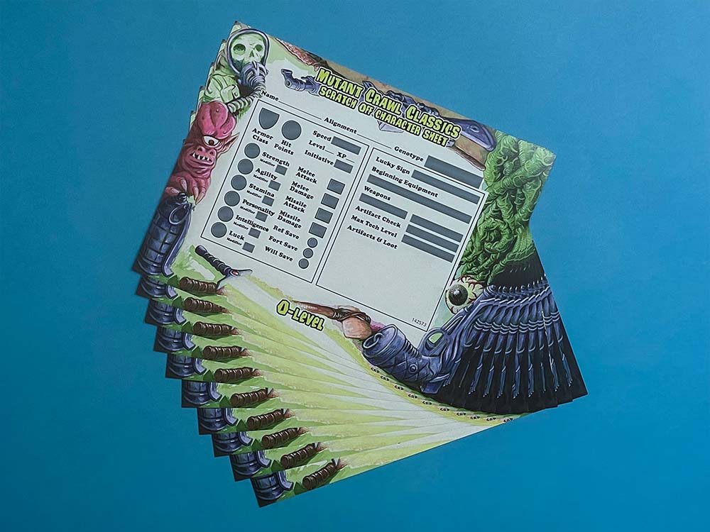 Goodman Games Mutant Crawl Classics RPG 0-Level Scratch Off Character Sheets - Image 2