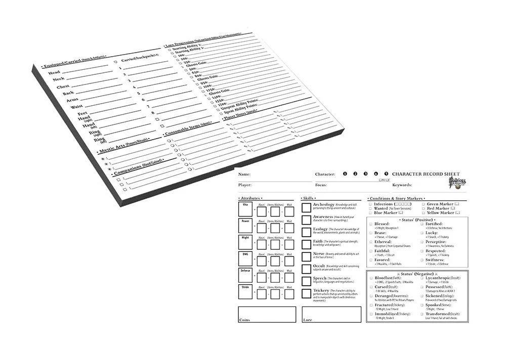 Greenbrier Games Folklore The Affliction - Character Record Pad - Image 2