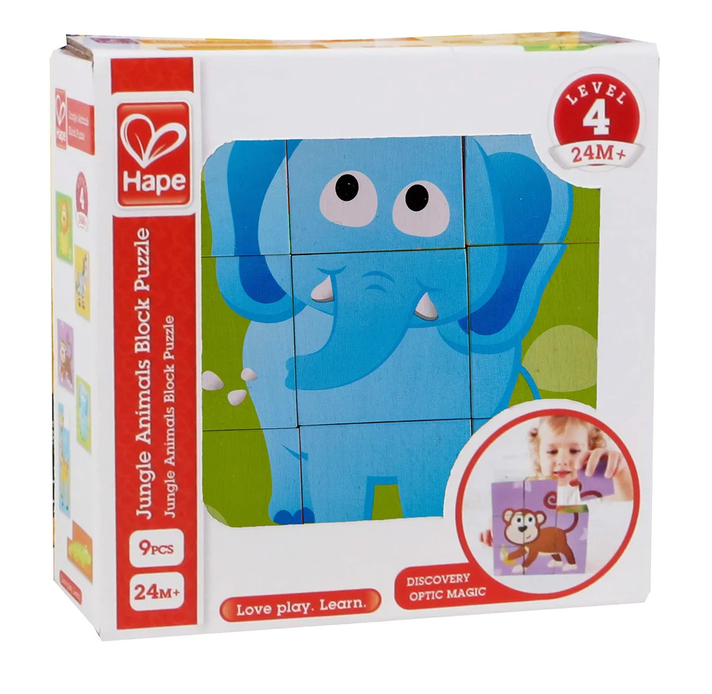 Hape Jungle Animal Block - 9 piece Puzzle