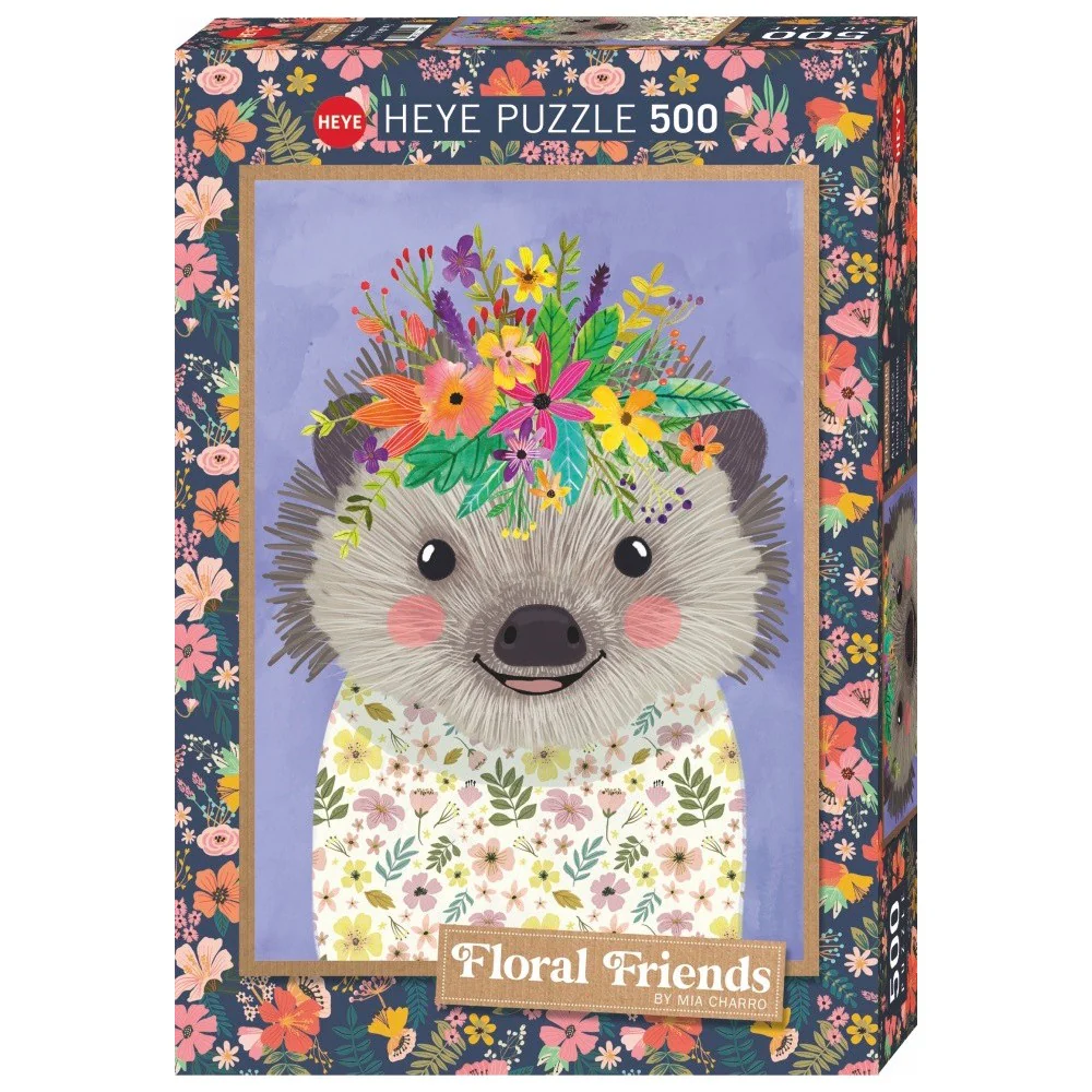 Heye - Floral Friends -  Hedgehog 500 Piece Puzzle